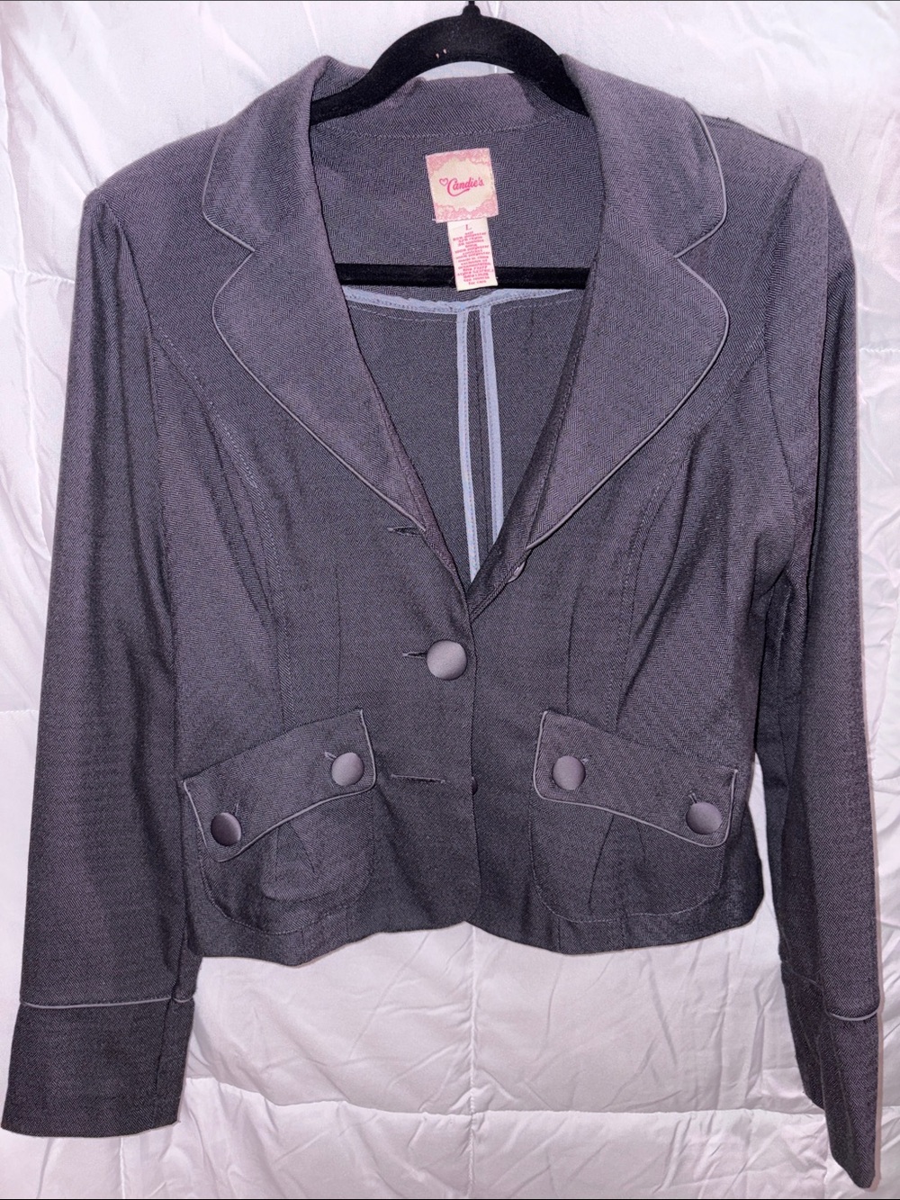 Candie's Lavender-Gray Short Tailored Blazer